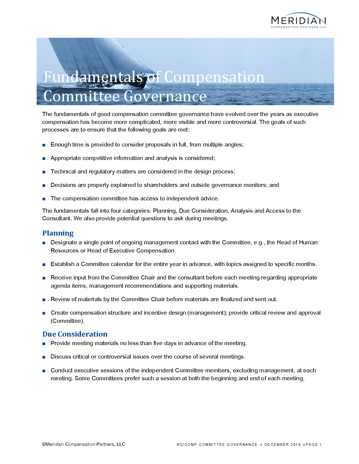 Fundamentals of Compensation Committee Governance Meridian